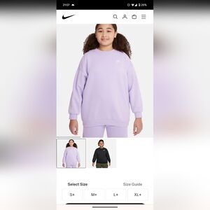 Nike Sportswear Club Fleece Older Kids (Girls) Oversized Sweatshirt Small Purple